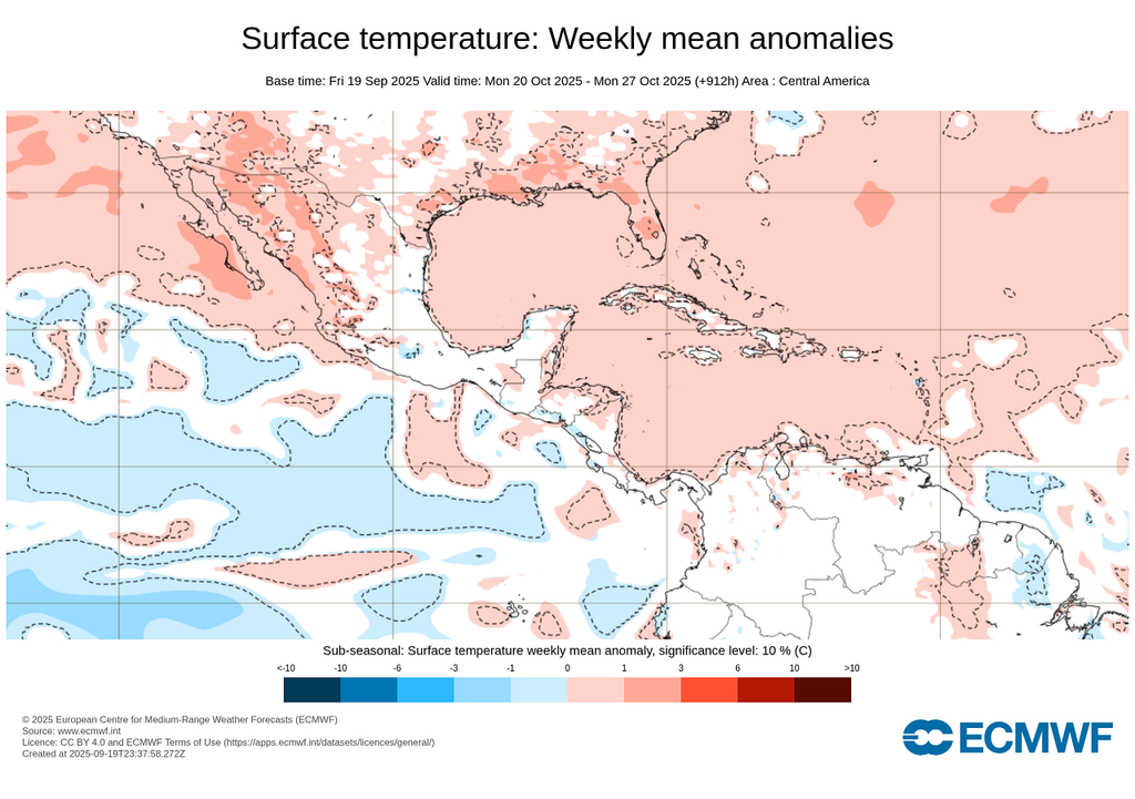 Anomalía de temperaturas en grados Celsius