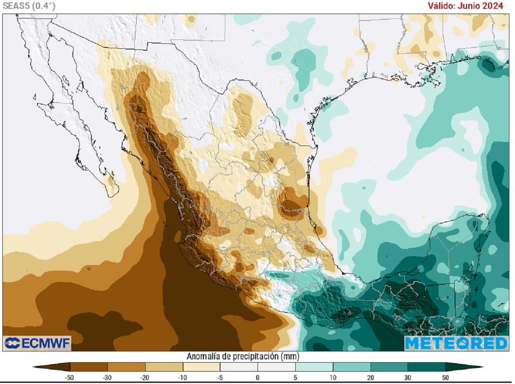 Anomalía de precipitaciones en junio Anomalía de precipitaciones en junio