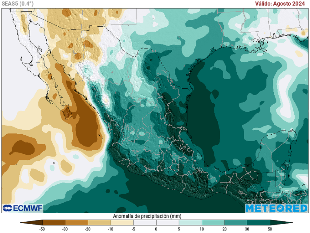 Anomalía de lluvias en agosto Anomalía de lluvias en agosto