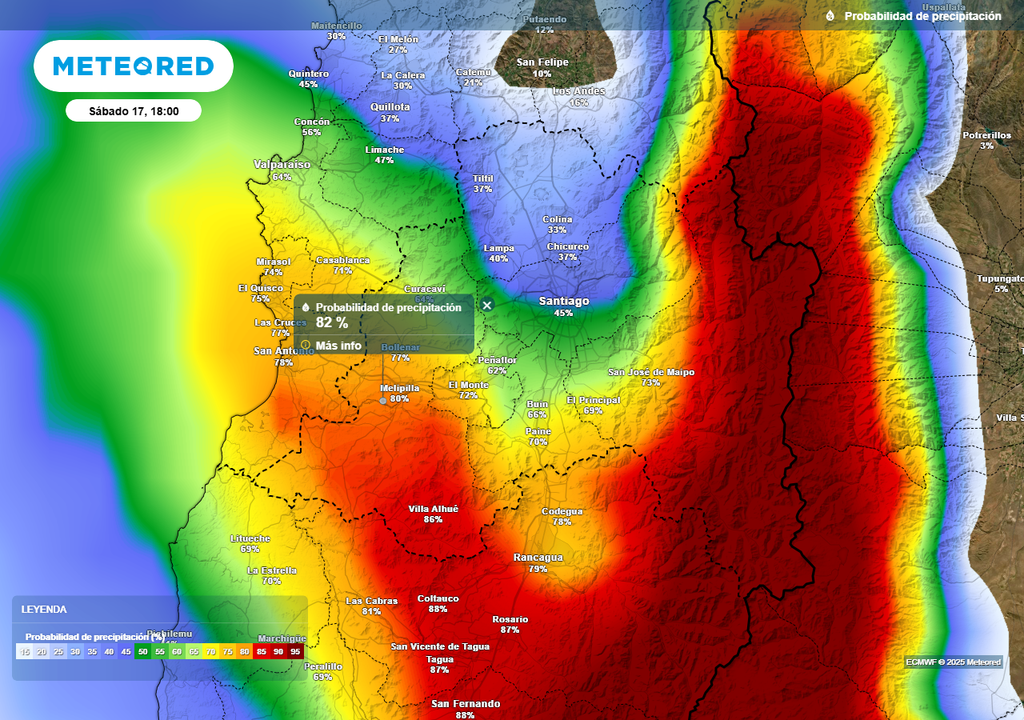 Lluvias en Santiago de Chile, Meteored