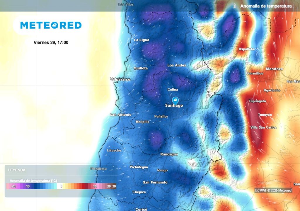 mapa de anomalía de temperatura