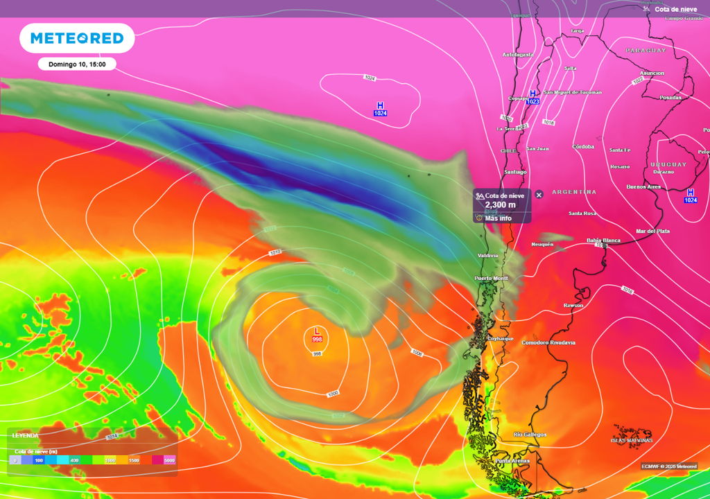 río atmosférico y cota de nieve