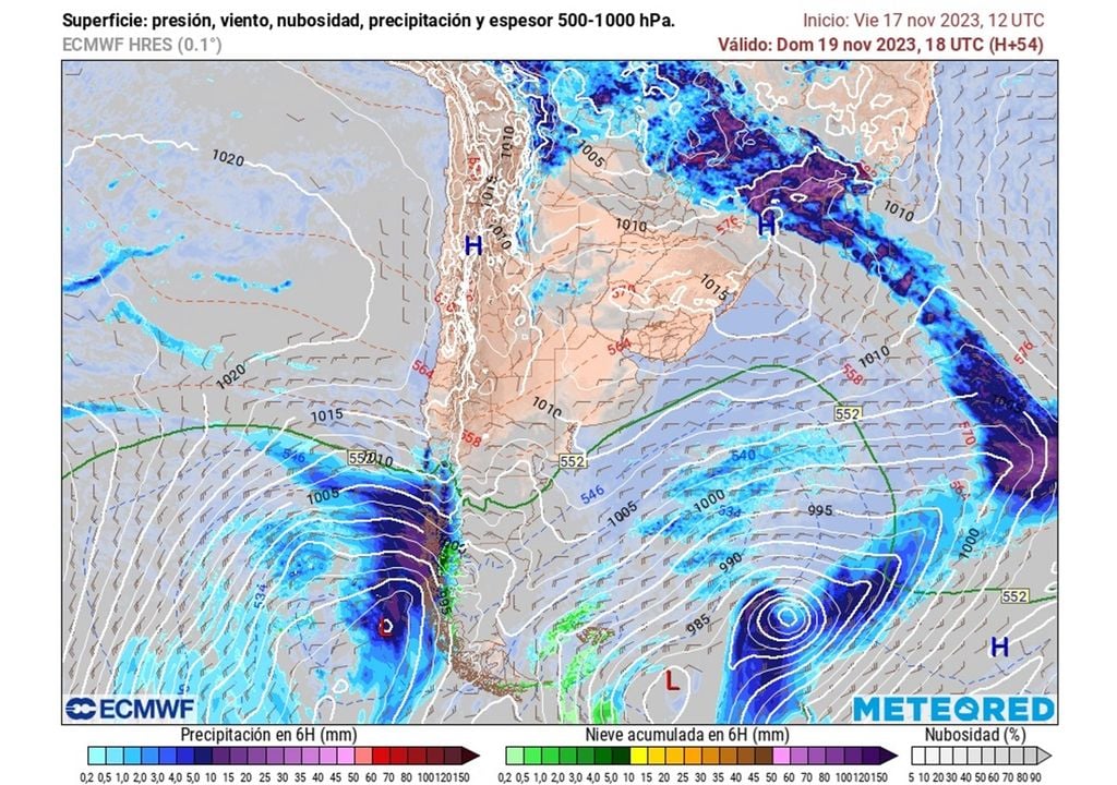 precipitaciones y presión previstas por el modelo del ECMWF precipitaciones y presión previstas por el modelo del ECMWF