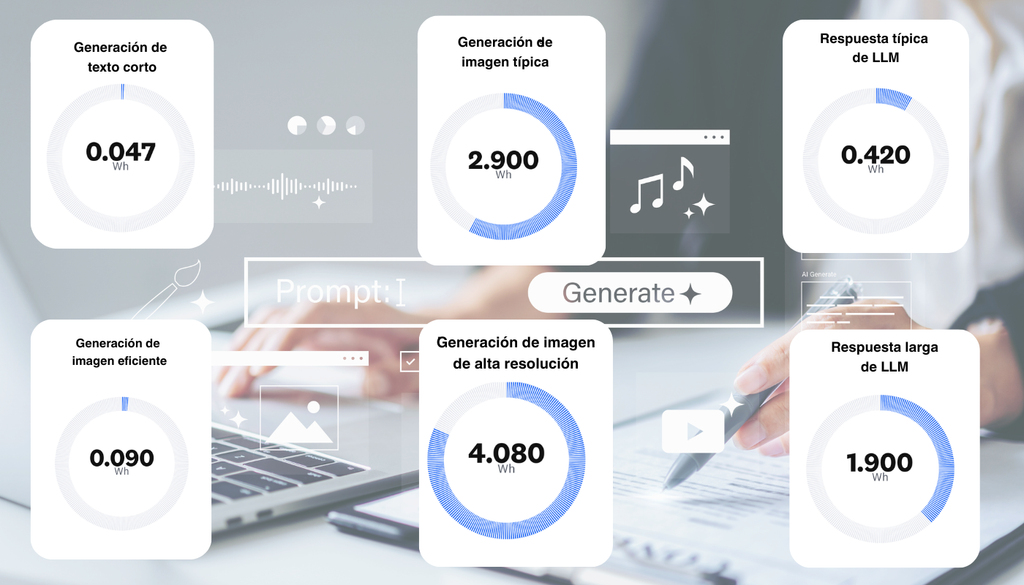 Datos comparativos del consumo medio de electricidad por consulta en aplicaciones comunes de IA. Crédito: UNU-INWEH