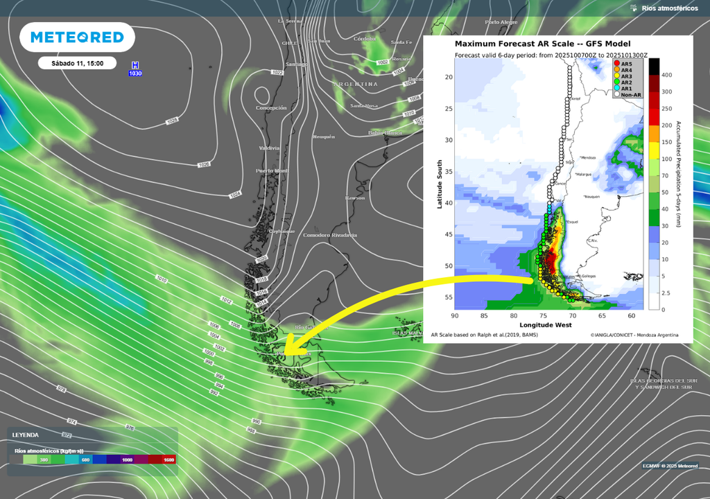 río atmosférico sobre Magallanes