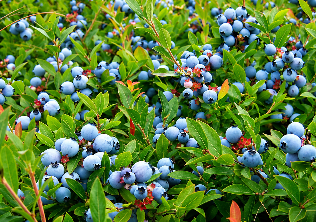Frutos de arandano en el proceso de cosecha