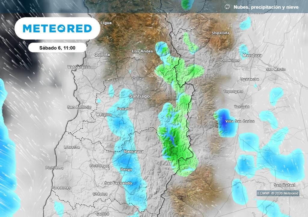 El modelo europeo prevé precipitaciones este fin de semana que se concentrarían en zonas de la cordillera, sin descartar algún chubasco aislado en localidades del valle.