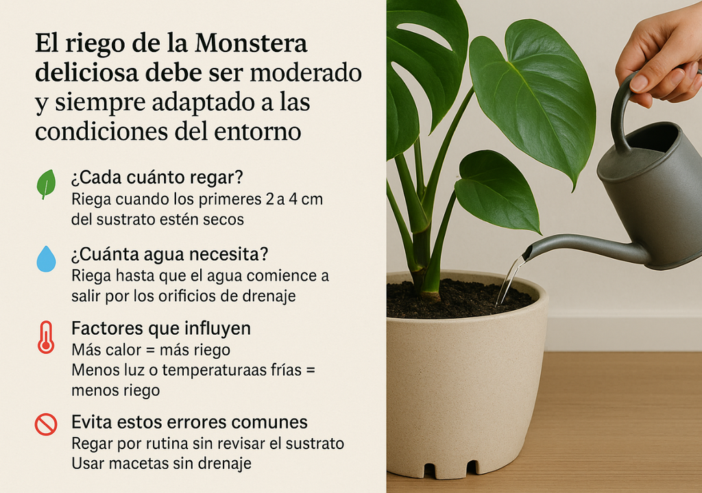 Consejos para el riego de Monstera Deliciosa.