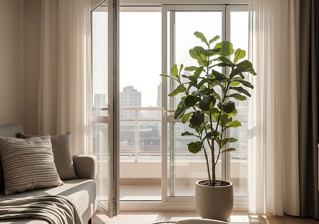 Colócalo cerca de una ventana luminosa, pero sin sol directo: la luz filtrada mantiene su color intenso.