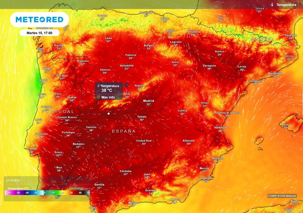 Las máximas del próximo martes dejarán cifras de 38 ºC.