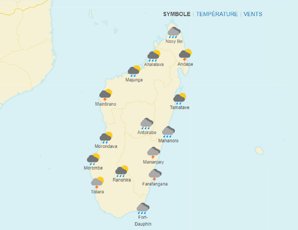 La journée de samedi s'annonce très agitée sur Madagascar avec des pluies diluviennes et des vents très violents.