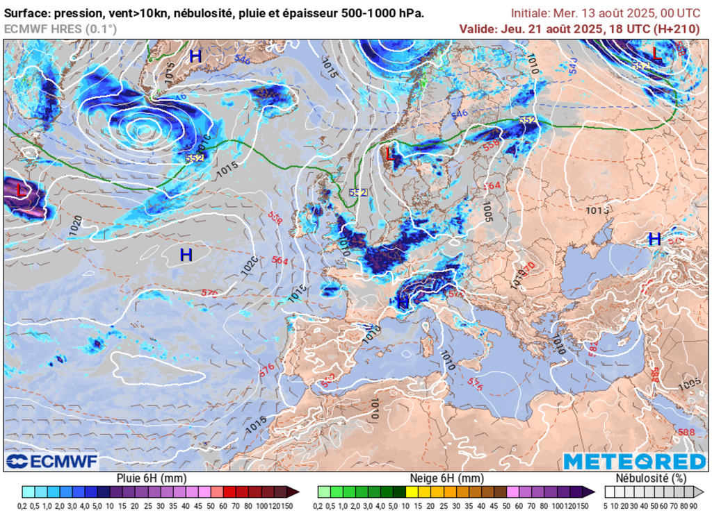 Le modèle européen ECMWF opte pour une météo bien moins chaude voire pluvieuse d'ici le milieu de semaine prochaine.