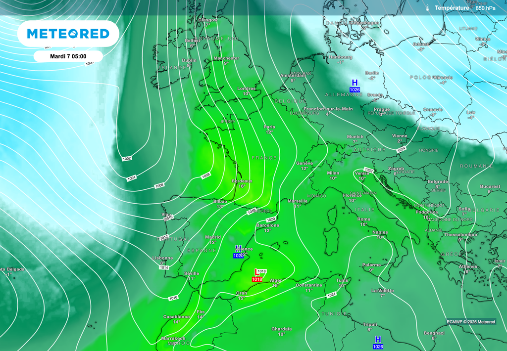 Un air très doux (plus de 10°C vers 1500m) est prévu en début de semaine.