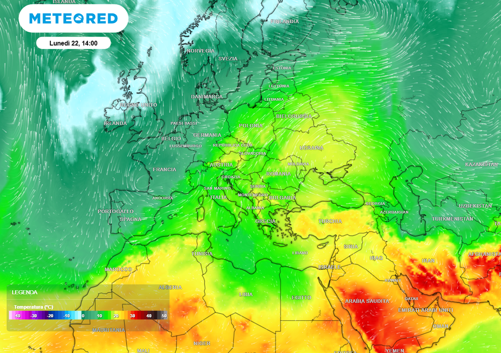 Aria subtropicale in espansione verso il nord dell'Europa