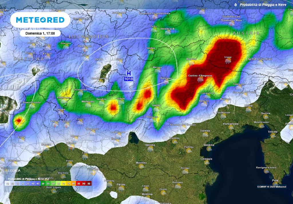 probabilità pioggia italia 1 giugno
