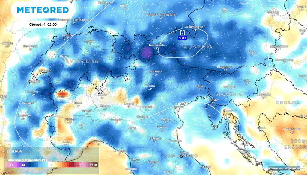 Temperature, calo termico. Il calo termico atteso al Nord da metà della prossima settimana.