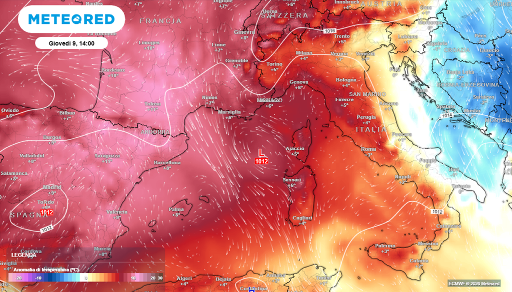 Già da domani i termometri inizieranno a spingere verso l’alto, con massime che tra martedì e mercoledì supereranno diffusamente i +34°C/+36°C in molte città della Pianura Padana, nelle zone interne del Centro e in parte del Sud.