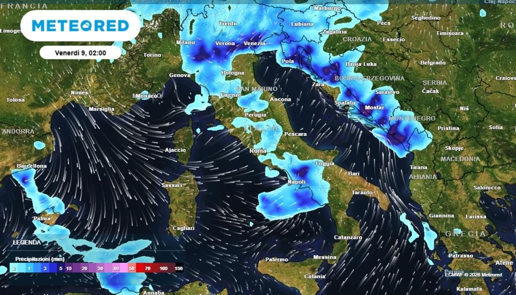 IL maltempo dovrebbe riuscire ad interessare anche il Nord, in particolare la Pianura Padana tra giovedì e venerdì. ECMWF MeteoRed