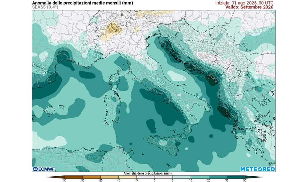 Le tendenze del modello europeo indicano un mese di settembre umido.