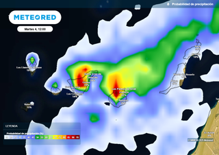 En unas horas la DANA disparará tormentas con lluvias fuertes en Canarias, también se prevé granizo y nieve
