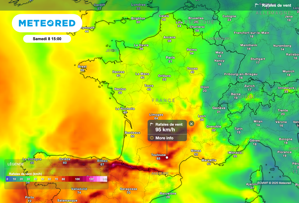 Fortes rafales de vent dans le sud de la France au cours des prochaines heures. Une quinzaine de départements en vigilance jaune. Fortes rafales de vent dans le sud de la France au cours des prochaines heures. Une quinzaine de départements en vigilance jaune.