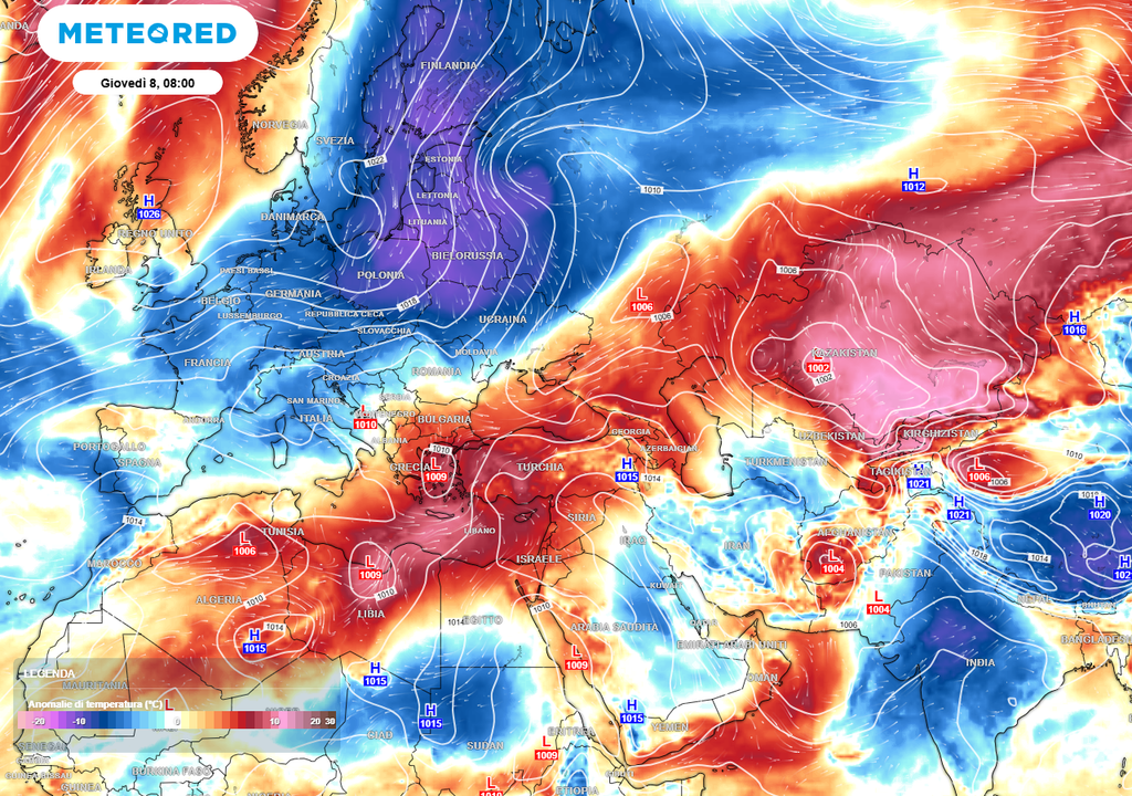 Anomalie temperature in Europa.