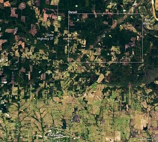 Daños por tornados en Texas vistos por Landsat 8