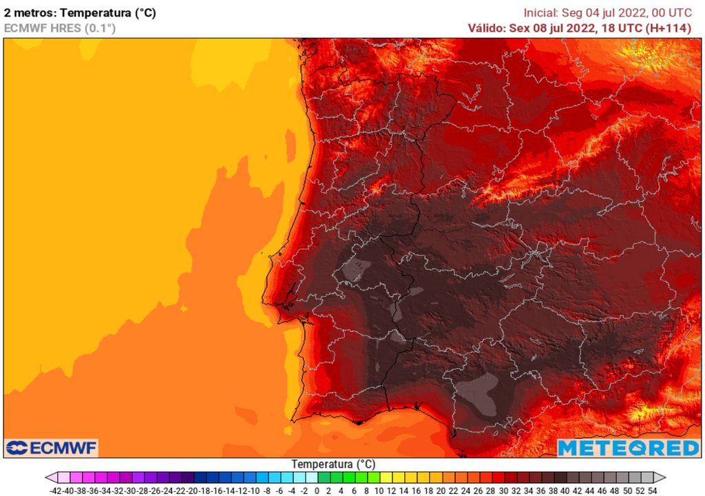 temperature map mainland Portugal