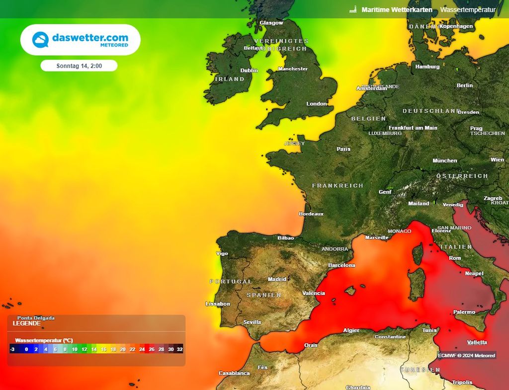 wassertemperaturen, europa