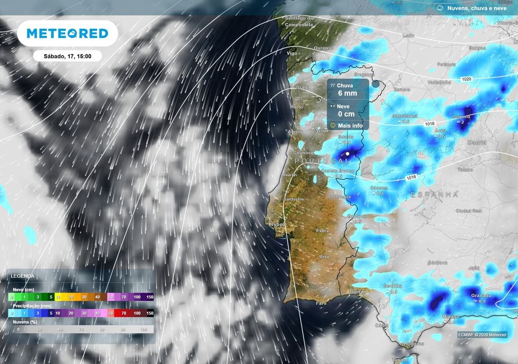 Chuva A instabilidade marca este sábado, com aguaceiros e trovoadas sobretudo no interior do país. Algumas células convectivas poderão ainda ser acompanhadas por granizo e rajadas fortes.