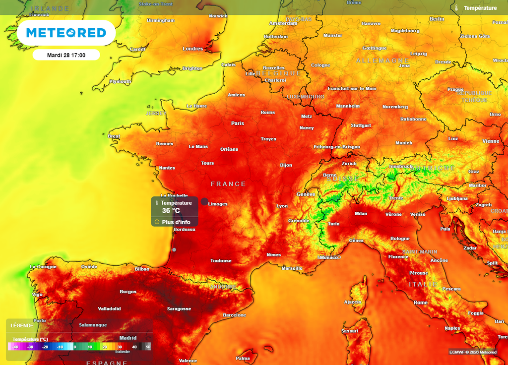 Les fortes chaleurs débuteront le mardi 28 juillet avec déjà 36°C prévus en Aquitaine Les fortes chaleurs débuteront le mardi 28 juillet avec déjà 36°C prévus en Aquitaine