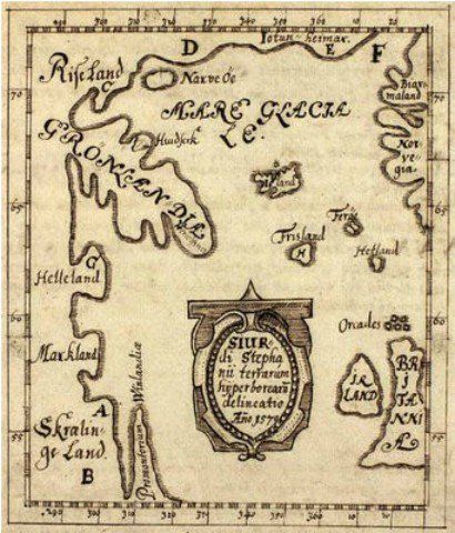 Atlántico Norte y Groenlandia en un mapa de 1579. Atlántico Norte y Groenlandia en un mapa de 1579.