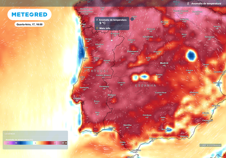 De 15 a 22 de junho: o mapa da nova anomalia t&eacute;rmica em Portugal que est&aacute; a ser monitorizado pelos especialistas