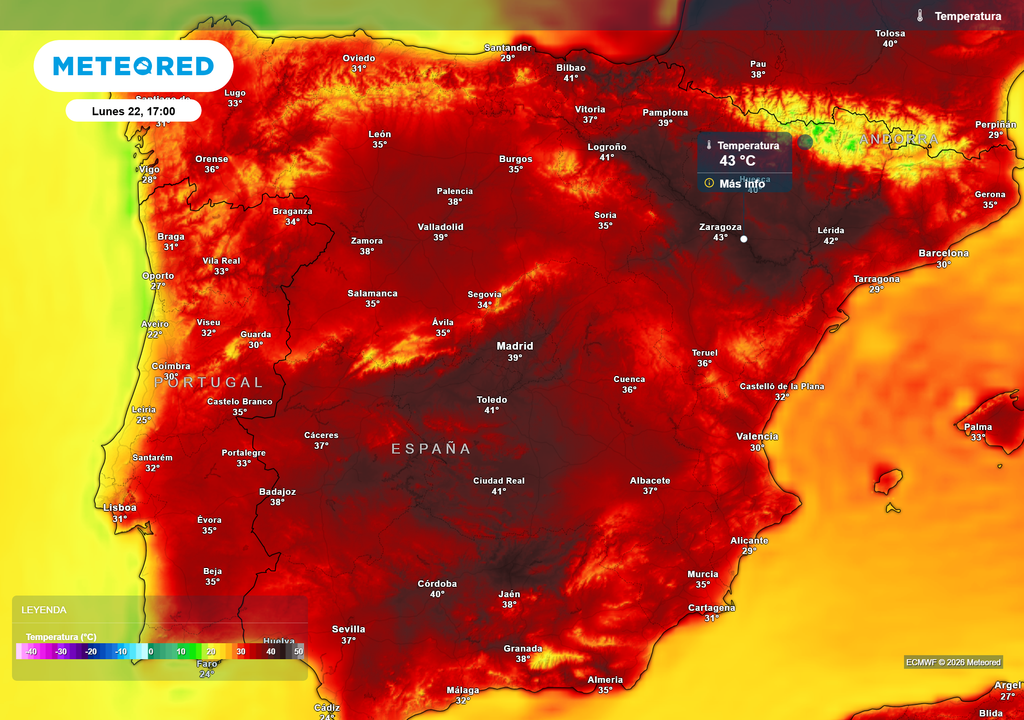 Las temperaturas se mantendrán muy elevadas mañana lunes, sobre todo en el valle del Ebro.