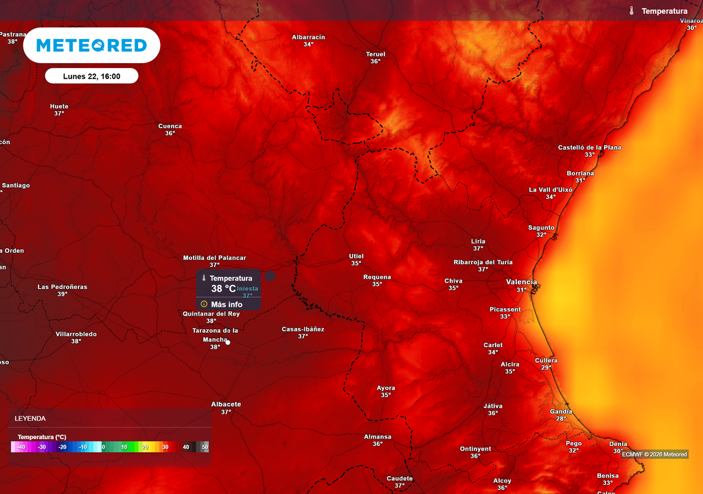 La subida dejará cifras rondando los 38 ºC en puntos de la provincia de Albacete.