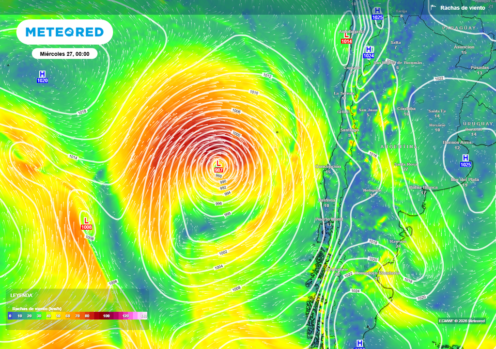 Baja segregada y sistema frontal visitarán a Chile centro-sur, Meteored Tres regiones de Chile centro-sur recibirán las lluvias de esta semana.