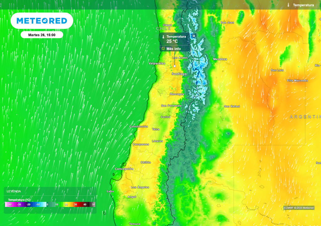 Se espera que las temperaturas máximas se registren más primaverales en la primera mitad de la semana en la zona central de Chile.