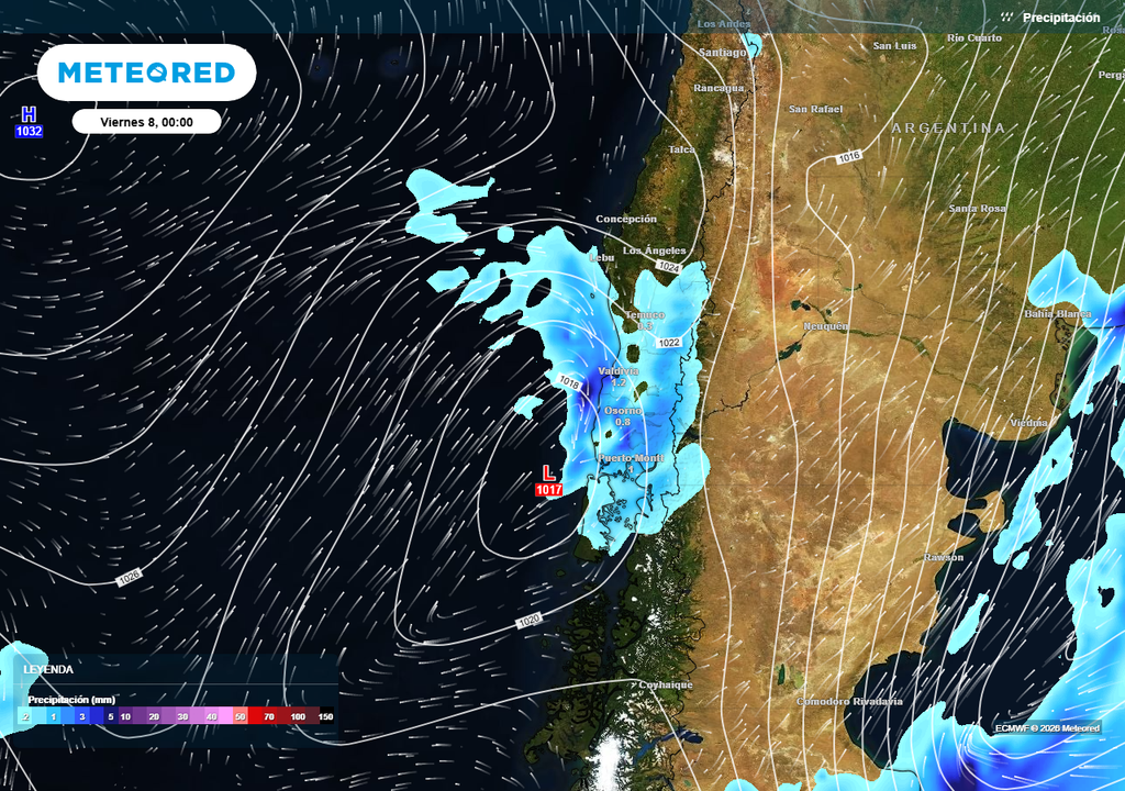 Pequeño sistema frontal se desplazará por esta zona de Chile.