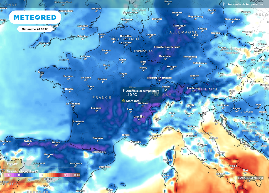 Anomalie températures dimanche après-midi Anomalie températures dimanche après-midi