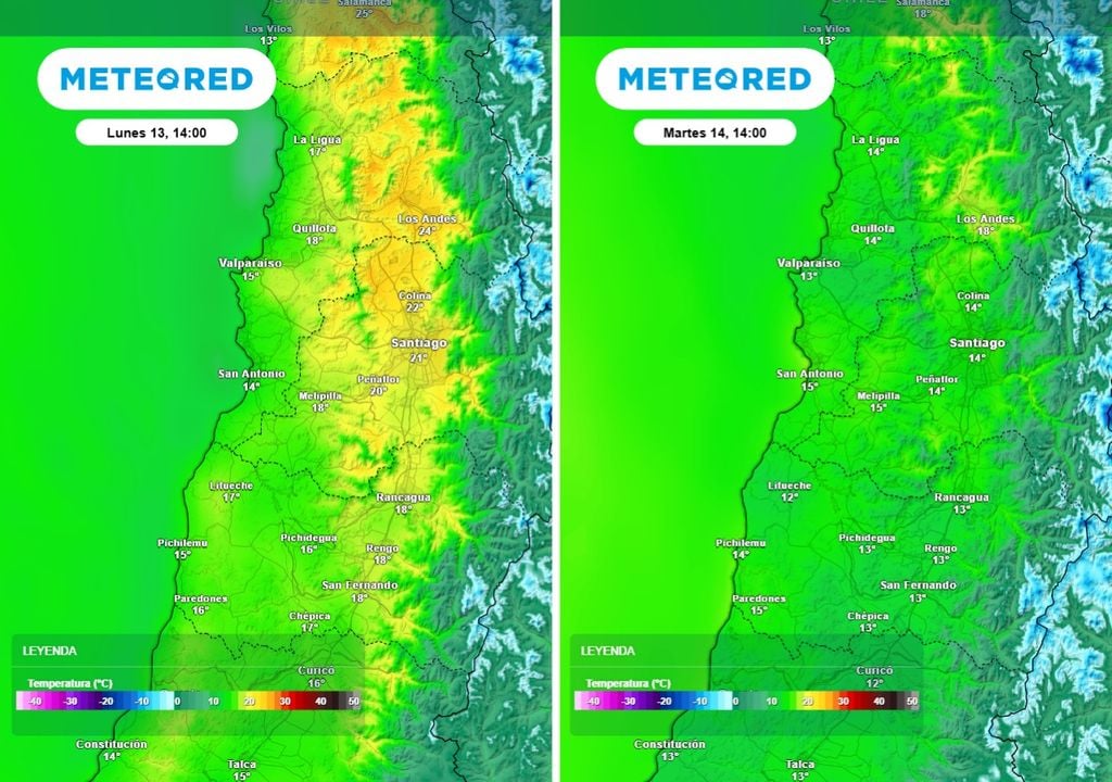 Durante el lunes el centro norte tendrá una tarde primaveral, mientras que para el martes ya se empieza a notar el descenso de las temperaturas producto del ingreso de nubosidad.