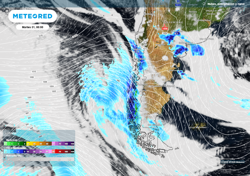 Las lluvias del inicio de la próxima semana se concentrarán en 3 regiones de Chile centro-sur.