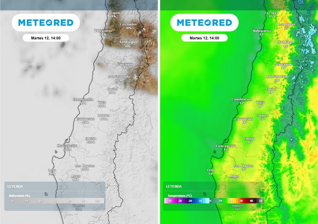 El aire marino gana terreno. Su avance hacia los valles interiores frena el calentamiento, provocando un descenso térmico notable respecto al lunes.