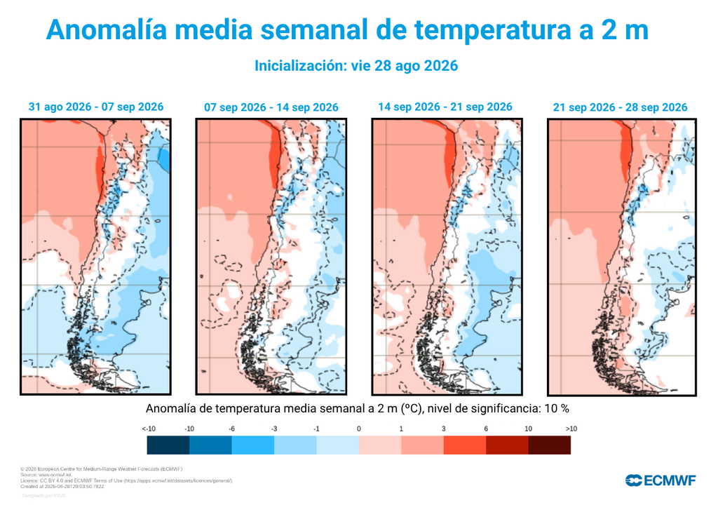 anomalías de temperaturas El océano más cálido frente a Chile produce además una fuente local de vapor de agua que podría alimentar potenciales eventos de tormentas.