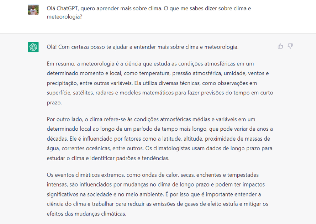 ChatGPT; climatologia; meteorologia