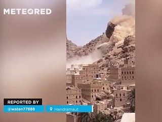 Gran desprendimiento de tierra masivo en Hadramaut, Yemen