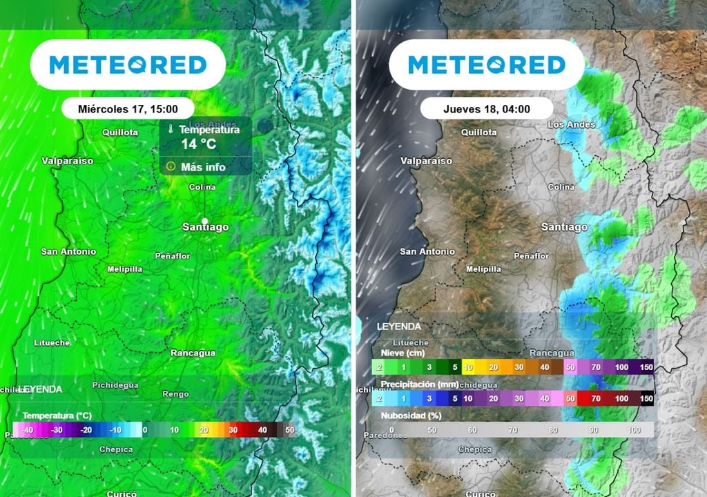 Temperaturas en Santiago Bajan las temperaturas máximas desde el miércoles hasta cerca de 15 °C, mientras retorna también un ambiente más inestable.