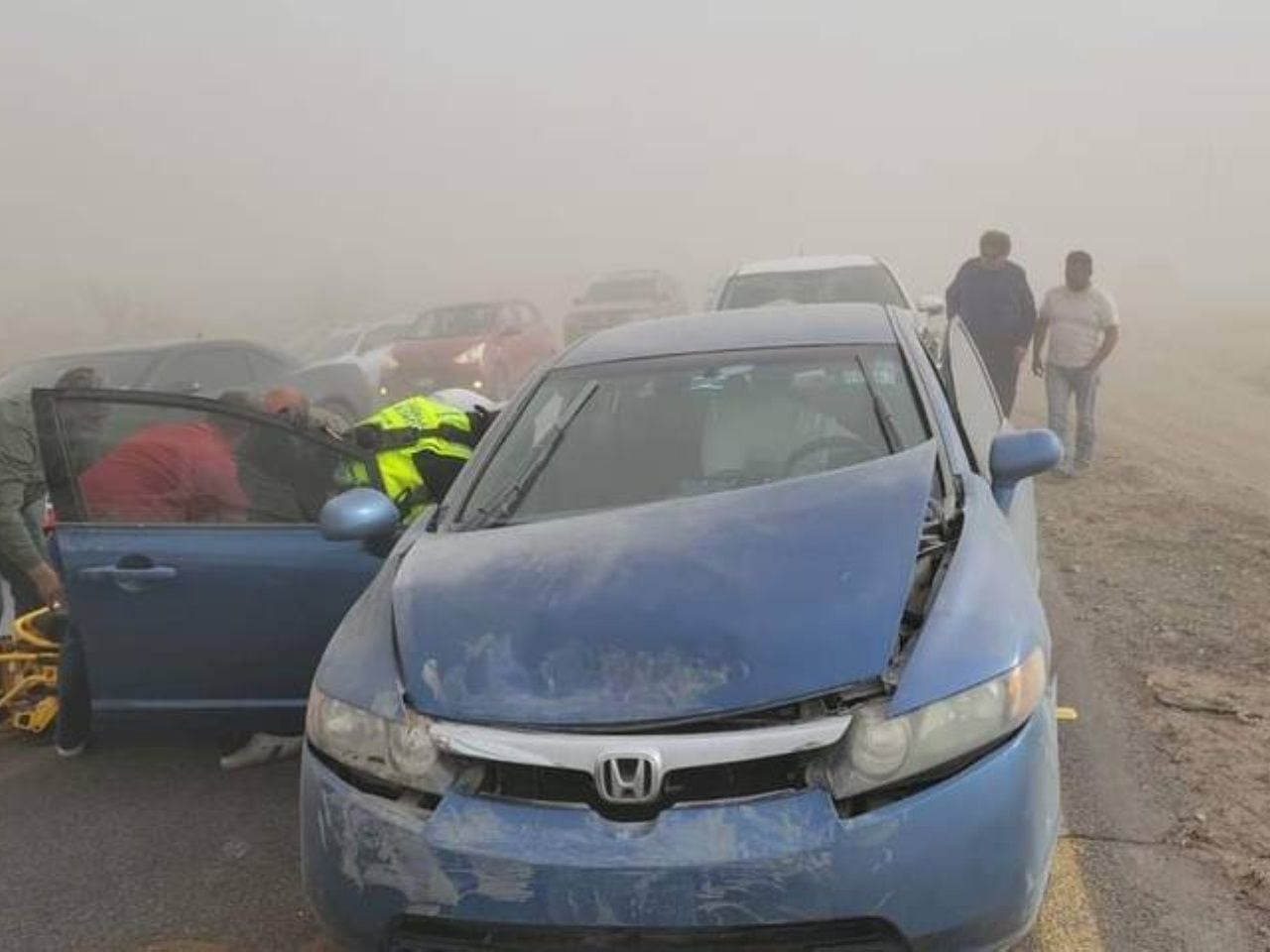 Las intensas rachas de viento, provocaron peligrosa reducción en la visibilidad. Cortesía: El Heraldo de Juárez / Alejandra Carreón.