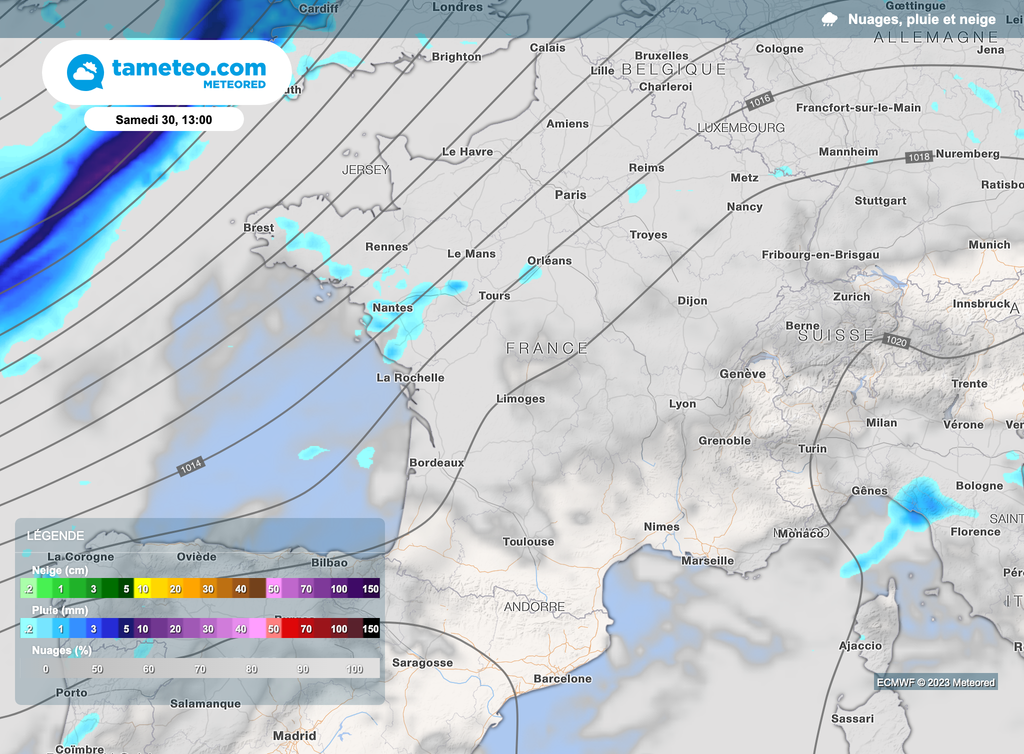 Une perturbation arrivera par le large de la Bretagne samedi.