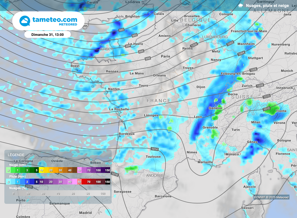 Pluies, vent et averses pour quasiment tout le monde dimanche !
