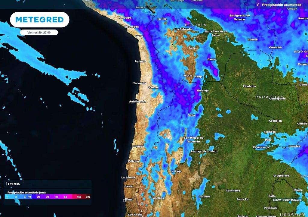 lluvias acumuladas según el modelo del ECMWF